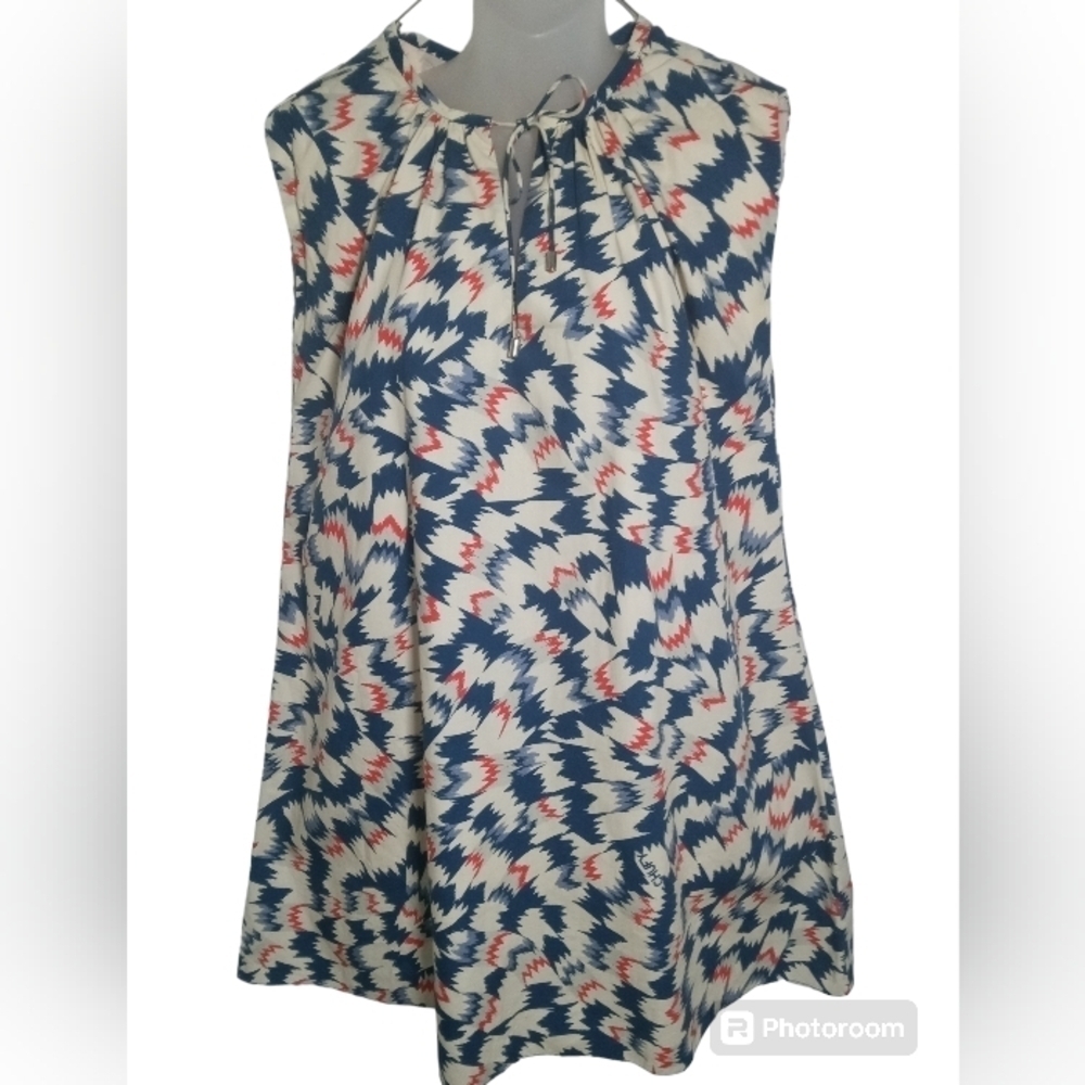 Chufy La Dolce Vita Mara Organic Cotton Multi Color Tie Neck Mini Dress …